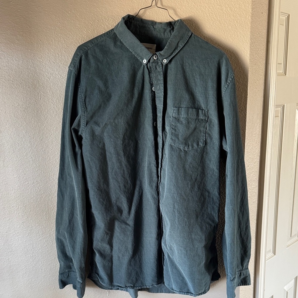 Octobre Teal Button-Down Shirt for Men